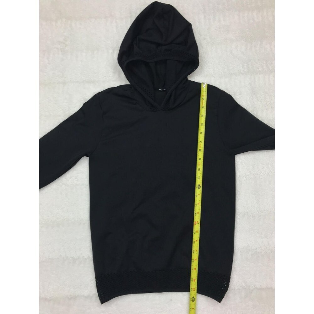 Fabletics Megan Seamless Hoodie Medium Pullover Black Mesh - Picture 6 of 8